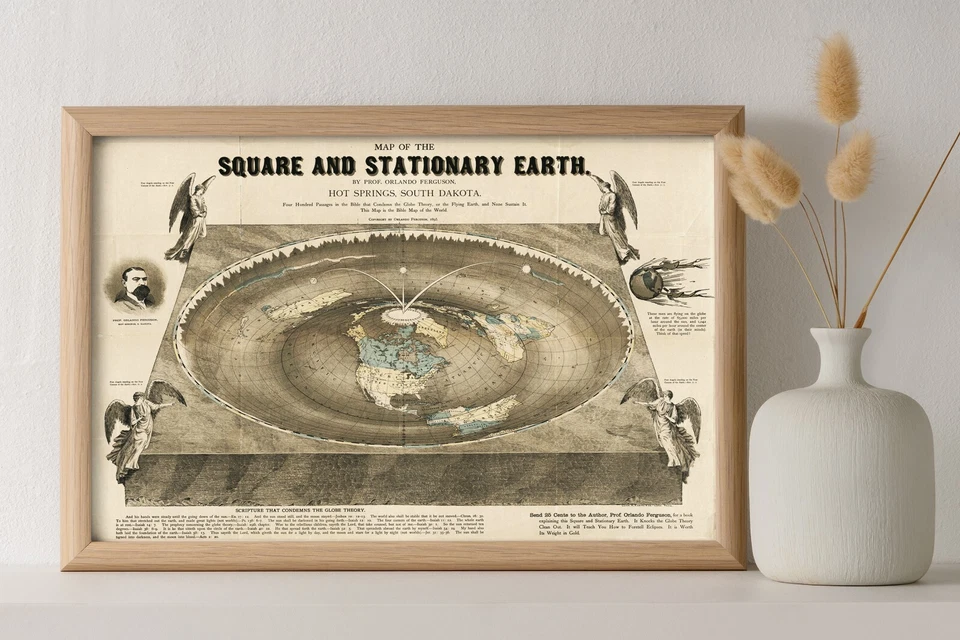 1893 Square and Stationary Earth - Orlando Ferguson Flat Earth Map Of The World - Image 2 of 4