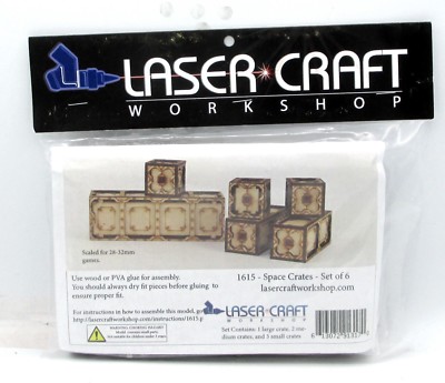 Laser Craft Workshop 1615 Space Crates Set of 6 (Battlefield Accessories) Boxes