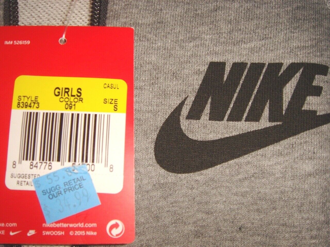 $55 Nike Zip Hoodie Jacket 839473 Grey youth | eBay