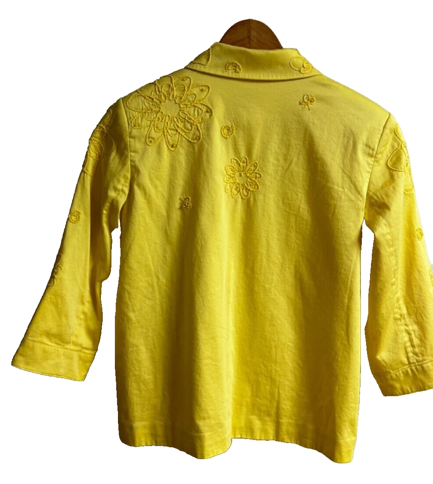 Drapers & Damon женщин кнопка блейзер куртка размер средний желтый вышитый - Изображение 2 из 4