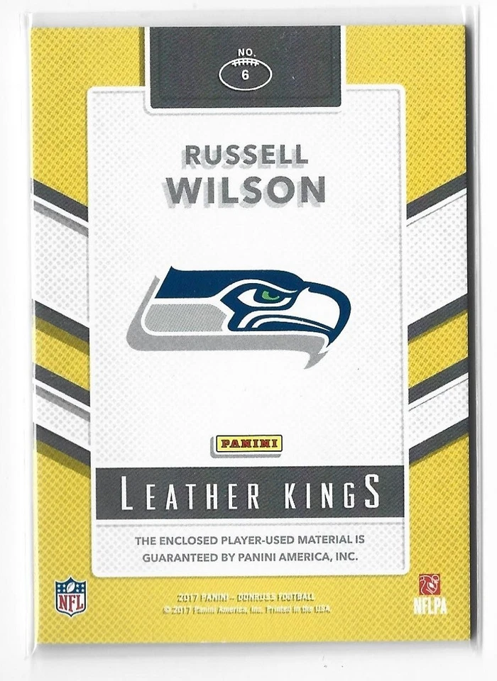 Russell Wilson 2017 Donruss Leather Kings Football Patch 75/99 - Image 2 of 3