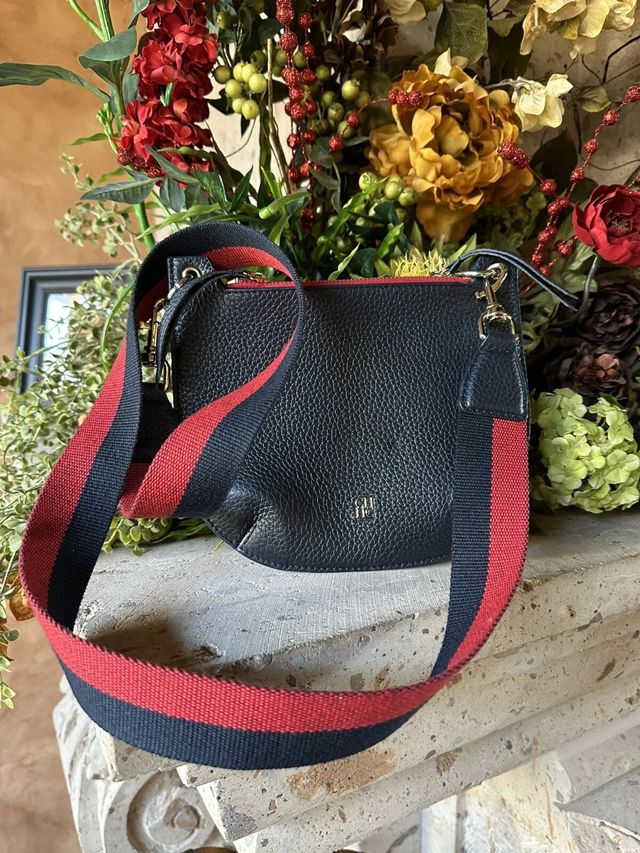 CH Carolina Herrera Blue and Red Castanuela Double Crossbody Handbag