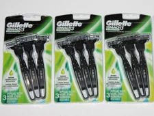 LOT (3) GILLETTE MACH 3 SENSITIVE DISPOSABLE RAZORS JETABLES TOTAL 12 RAZORS