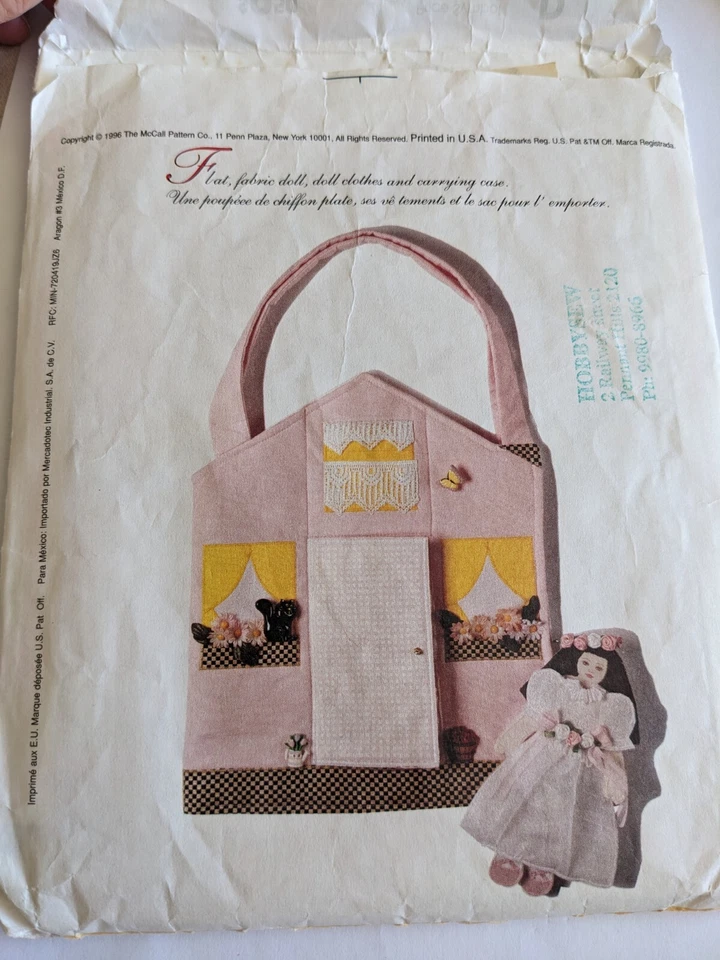Rare McCALL'S Crafts Betsey McCall Flat Doll & Clothes Case Sewing Pattern  - Image 2 of 2