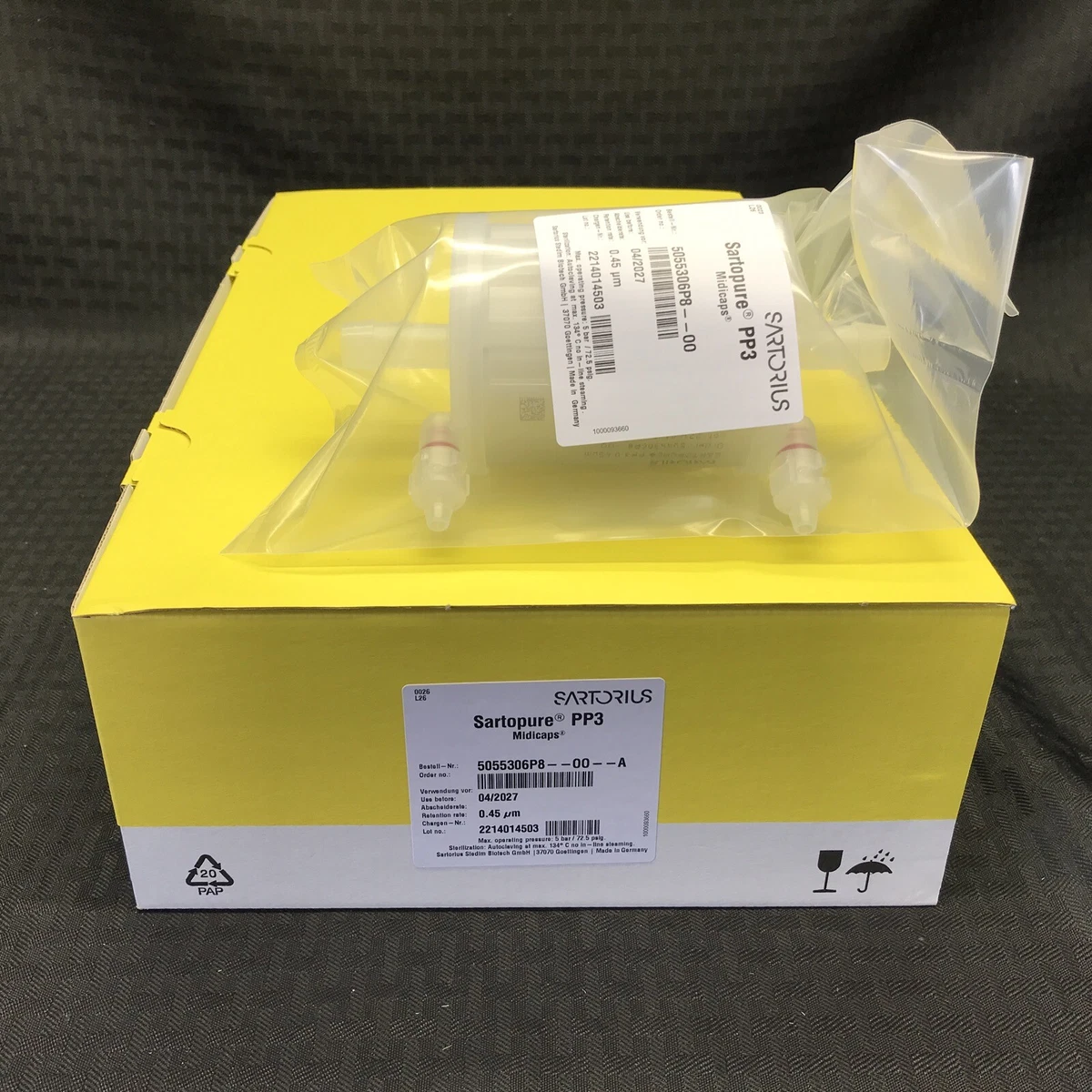 4/Pk) SARTORIUS Sartopure PP3 Midicaps 0.45um Size 8 5055306P8-00 