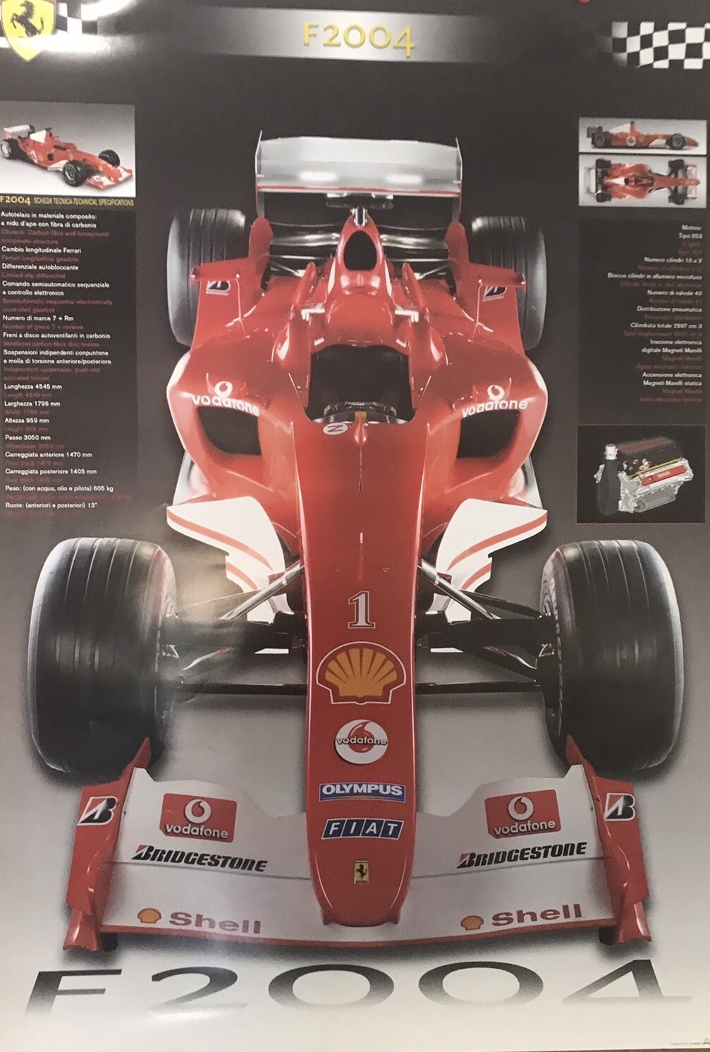 Ferrari F1 2004 Original Licensed Car Poster! Rare/Out Of Print Car Poster WOW!