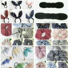 Hair Scrunchies Stripes Polka Dot Wire Bunny’s Ears Elastic Hair Band Rings *UK*