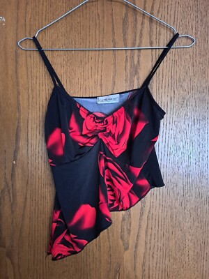 Crop Top Schwarz Mit Rosen