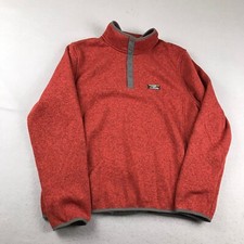 LL Bean Sweatshirt Mens Large Regular Red Slightly Fitted Snap Pullover
