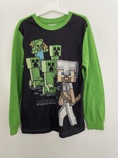 Minecraft Kids Boys Characters Cozy Fleece Long Sleeve PJ Top ONLY Green 10/12