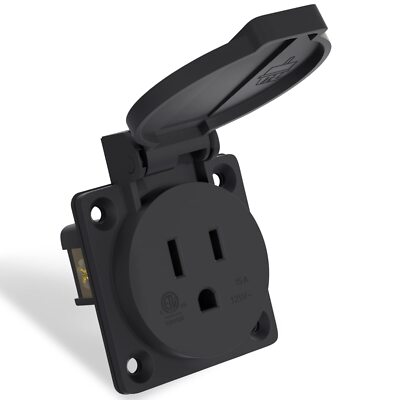 15A Weatherproof Outdoor Power Outlet NEMA 5-15R w/ Cover