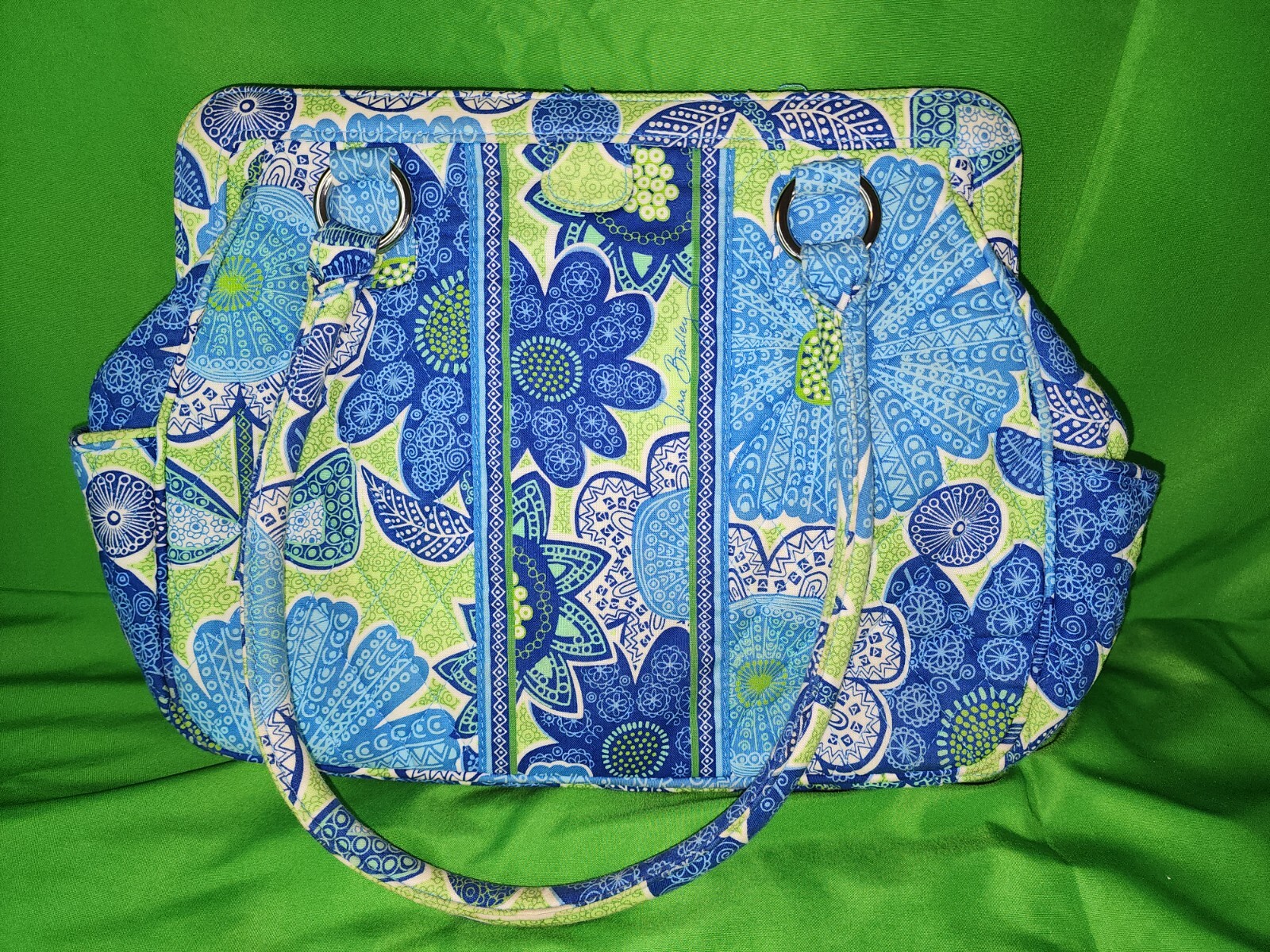 VERA BRADLEY Frame Shoulder Bag in Blue and Green Floral Print Handbag