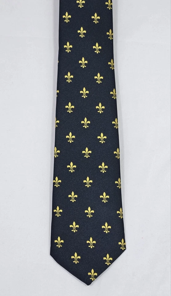 Corbata Fleur De Lis para hombre Mardi Gras moda boda negra y dorada Foto 4 de 4