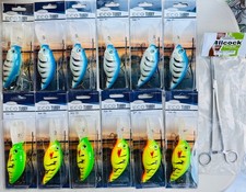 Fladen Job Lot of 12 Eco Tubby Lures 14cm 40g - Fire Tiger and Blue Mackerel