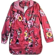Joules Raincoat Upcycled Plastic Golightly Red Pink Berry Floral Size 4 NWT