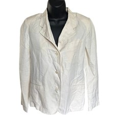 Vince Linen Blend Blazer Size 4 Cream Italian Fabric Chic Sophisticated