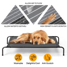50" Cooling Elevated Dog Bed with Metal Frame Indoor Outdoor Raised Pet Bed Cot