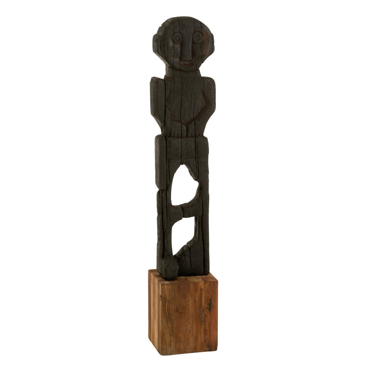Statue en bois Mara 107cm noire pour habiller un angle vide avec élégance