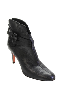 Santoni Womens Buckled Back Zip Stiletto Heels Ankle Boots Black Size EUR 37