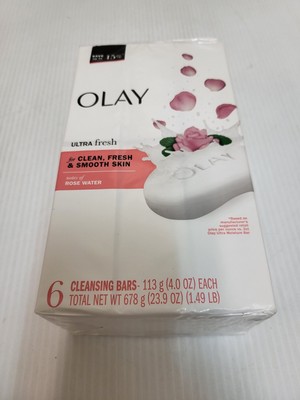 Olay Delicate Notes Of Rose Water Fresh & Smooth Cleansing Soap - 6 Bars (4oz)