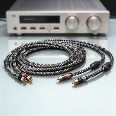 Pair RCA Cable Oxygen-Free Copper Audio Lines Shielded HiFi Interconnect Cable