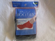 Vintage Brushed Booties Black Size 9-11 Acrylic Low Cut Fitted Heel 80's USA