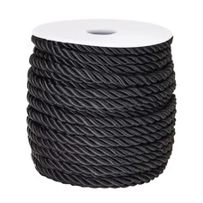 jijAcraft 5mm 21 Yards Black Rope Cord for Sewing  Crafting, 3-Ply Twisted