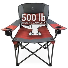 Black Sierra Oversize XL Camping Chair Supports 500 lbs, Padded Folding Outdo...