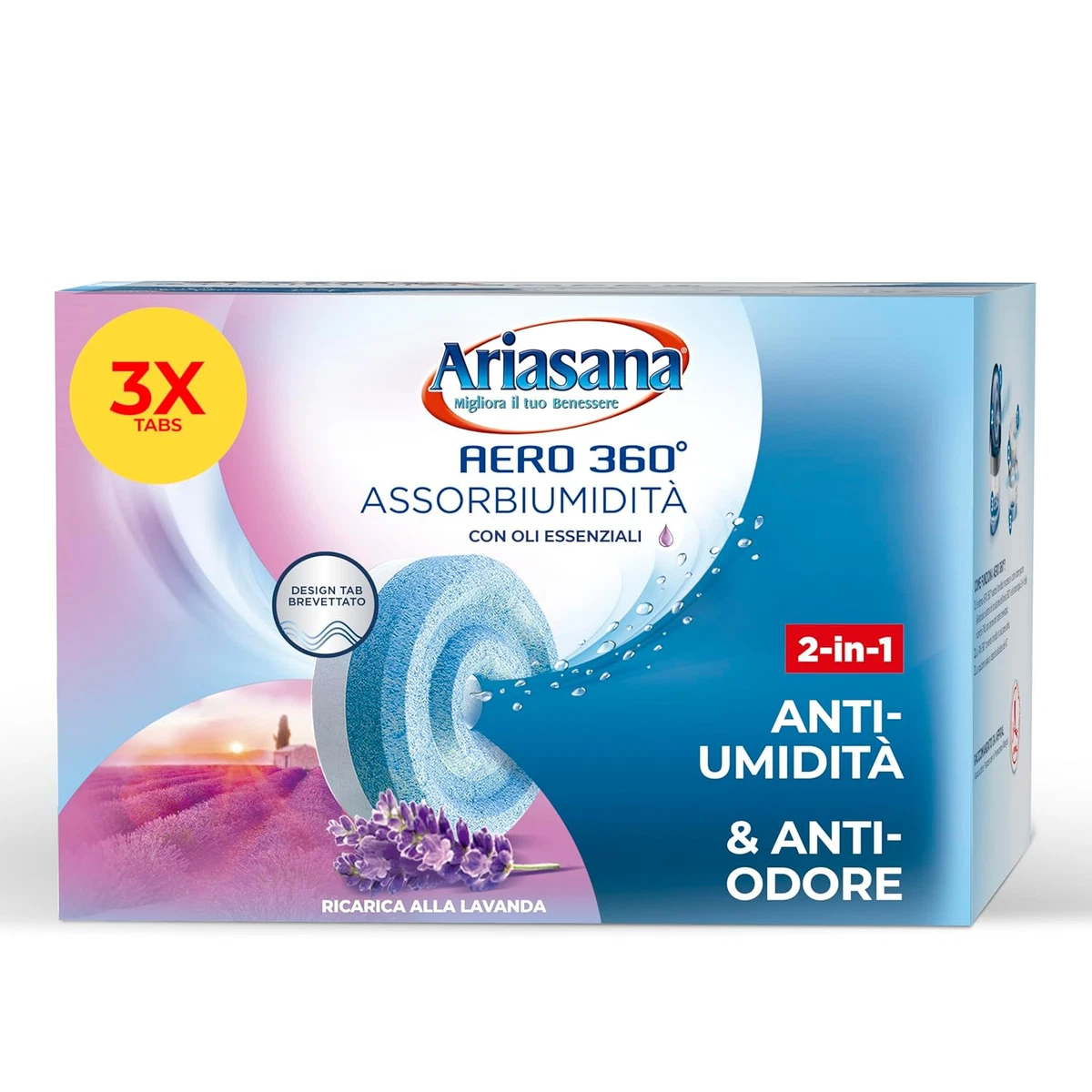 Ariasana Aero 360° Kit Deumidificatore - 1 Dispositivo + 1 Ricarica Tab 450g, Plastica Riciclata - 3