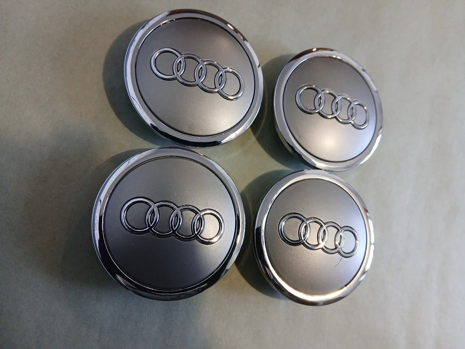 Juego de 4 tapacubos centrales emblema llanta cromada gris Audi 69 mm 4B0601170A Foto 4 de 4