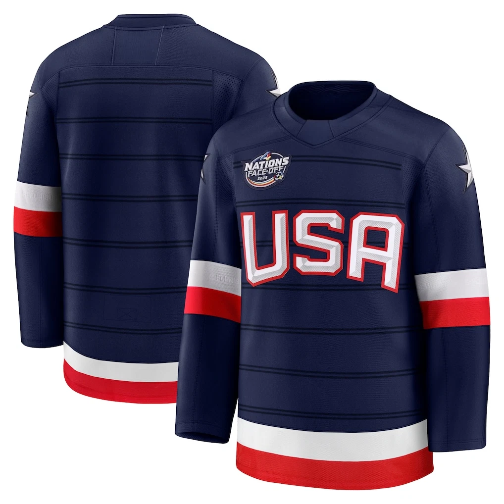 Custom Men's Navy 2025 4 Nations Stitched Hockey Jersey