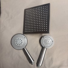California Faucets 8" Square Showerhead in Brushed Nickel Hand Held Comb
