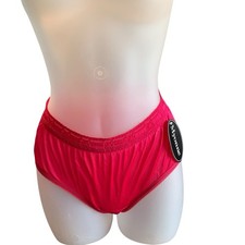 Vintage Myonne Panties Underwear Lace Nylon Cotton Bright Pink Size 5 Hips 36-37