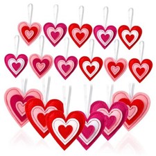 30 Pcs Valentines Felt Heart Ornaments for Tree, 3D Valentine Heart Hanging