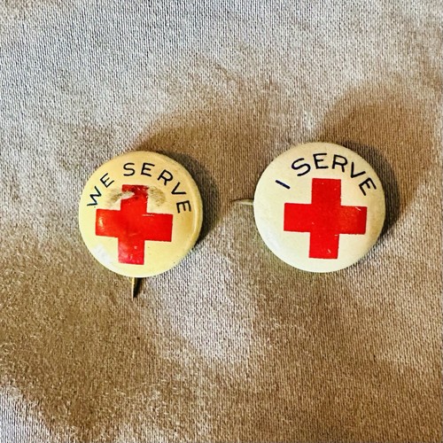 Vintage Red Cross I & We Serve Small Lapel Pins Antique Pinback ...