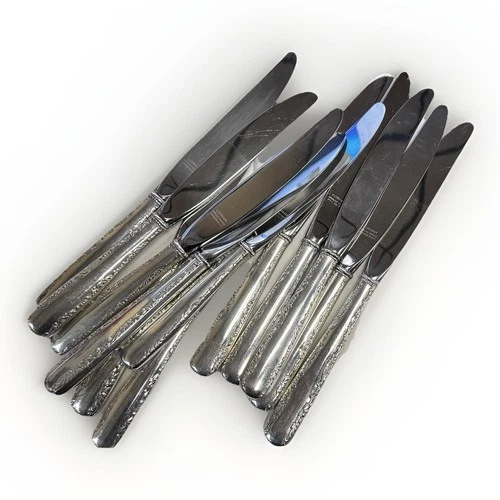 12 Sterling Silver Knives Gorham Camellia Blade Stainless Steel Great Condition