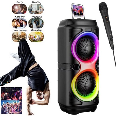 Bluetooth 5.0 Lautsprecher RGB Subwoofer Musikbox Boombox Party LED mit Mikrofon