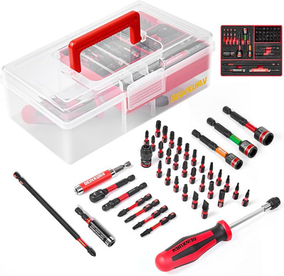 42-Piece Impact Screwdriver Bit Set with Case, Includes Various Tips and Handles