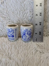 Vtg German Enzian Mini Ceramic Mugs Set of 2 Bavarian Miniature Steins