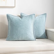 Decorative Throw Pillow Covers Pack of 2, 18" x 18" Pack of 2 Chenille-blue