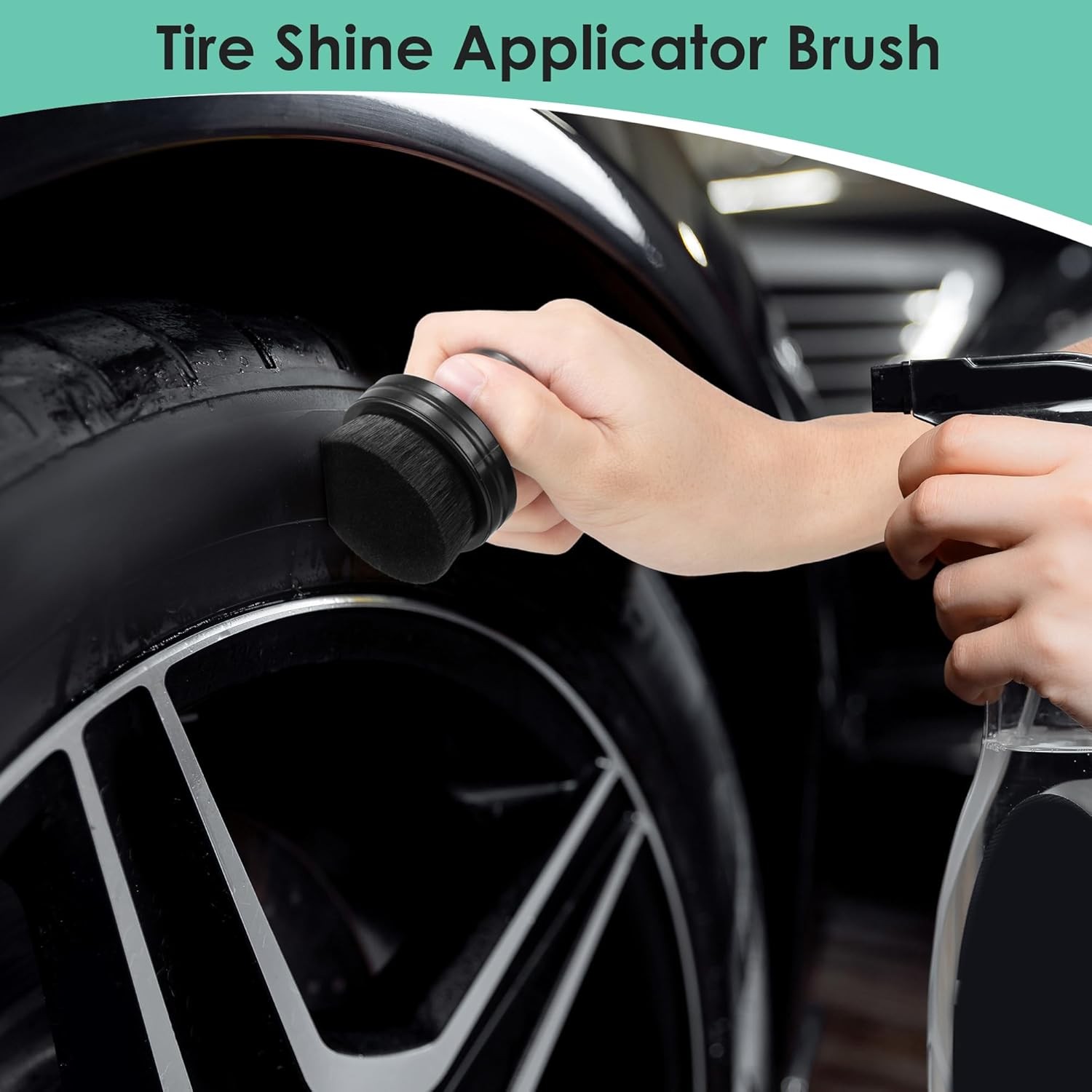2 Pack Car Tire Shine Applicator, Auto Detail Brush, Portable Car Tire Brush