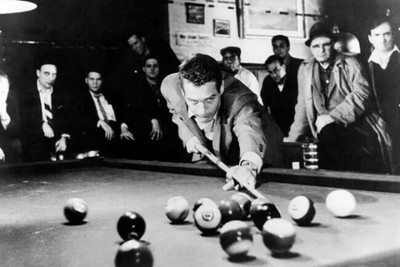 Paul Newman stellt seine Aufnahme auf dem Billardtisch auf The Hustler 4x6 Foto