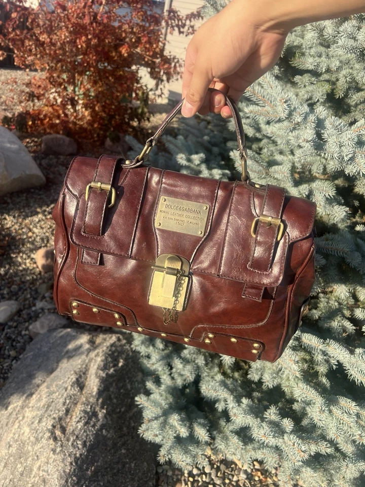 Vintage Dolce&Gabbana Vintage Leather Hand Bag Brown - Image 4 of 4