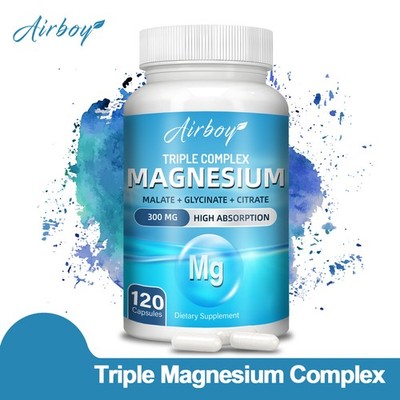 Airboy Triple Magnesium Complex Supplement 300mg, 120 Capsules