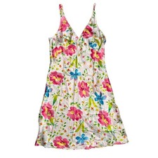 Y2K Floral Babydoll Satin Midi Slip Dress Empire Waist Cottagecore Garden Party