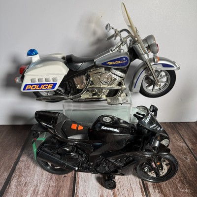 #ad Kawasaki Black Motorcycle And Harley Police Bike Toys Both Have Sounds amp; Lights GBP 12.99