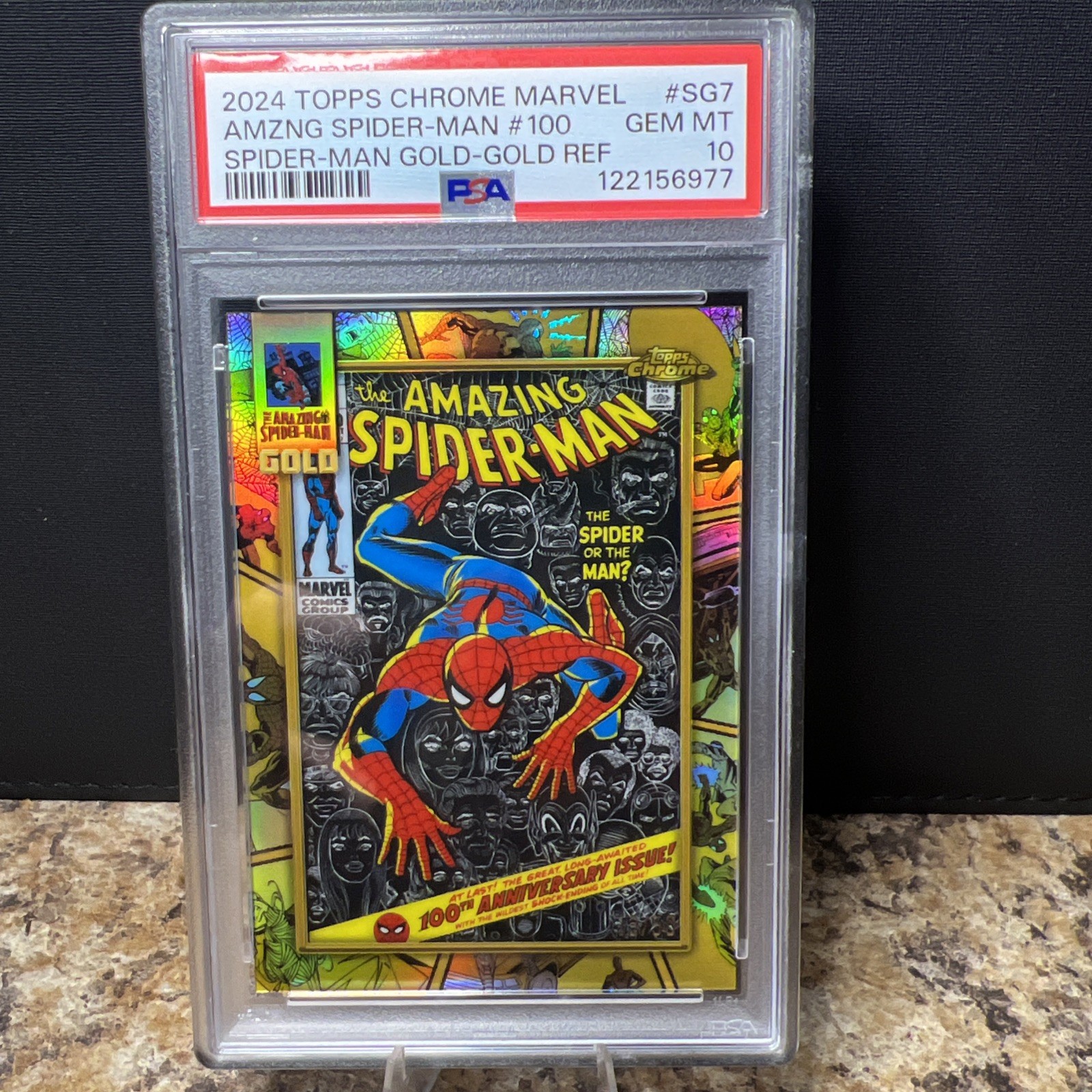2024 Topps Chrome Marvel Amazing Spider-Man #100 Spider-Man Gold Ref SG7 13/50