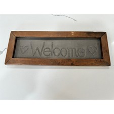 Rustic Welcome Sign Punched Metal Wood Framed Farmhouse Wall Decor