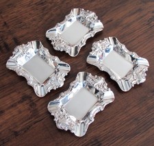 (4) Vintage Wallace Baroque Silver Plate Cigarette Ashtrays Trinket Dishes
