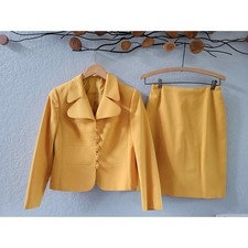Vintage Reine Schurwolle Women's Yellow Skirt Suit